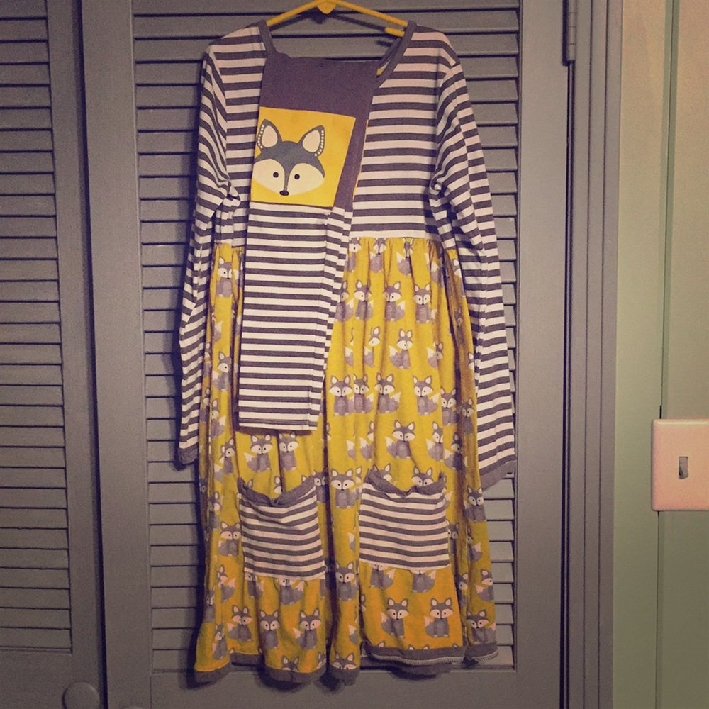 Kids dress and matching leggings with foxes